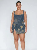 Eira  Midnight Blue Beaded Mini Dress