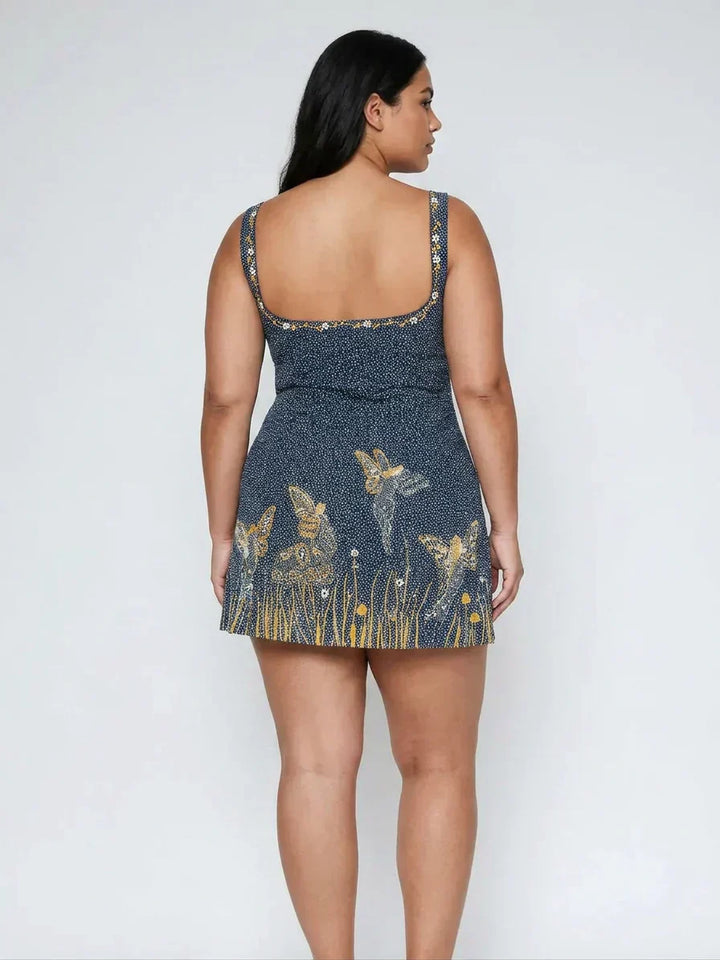 Eira  Midnight Blue Beaded Mini Dress