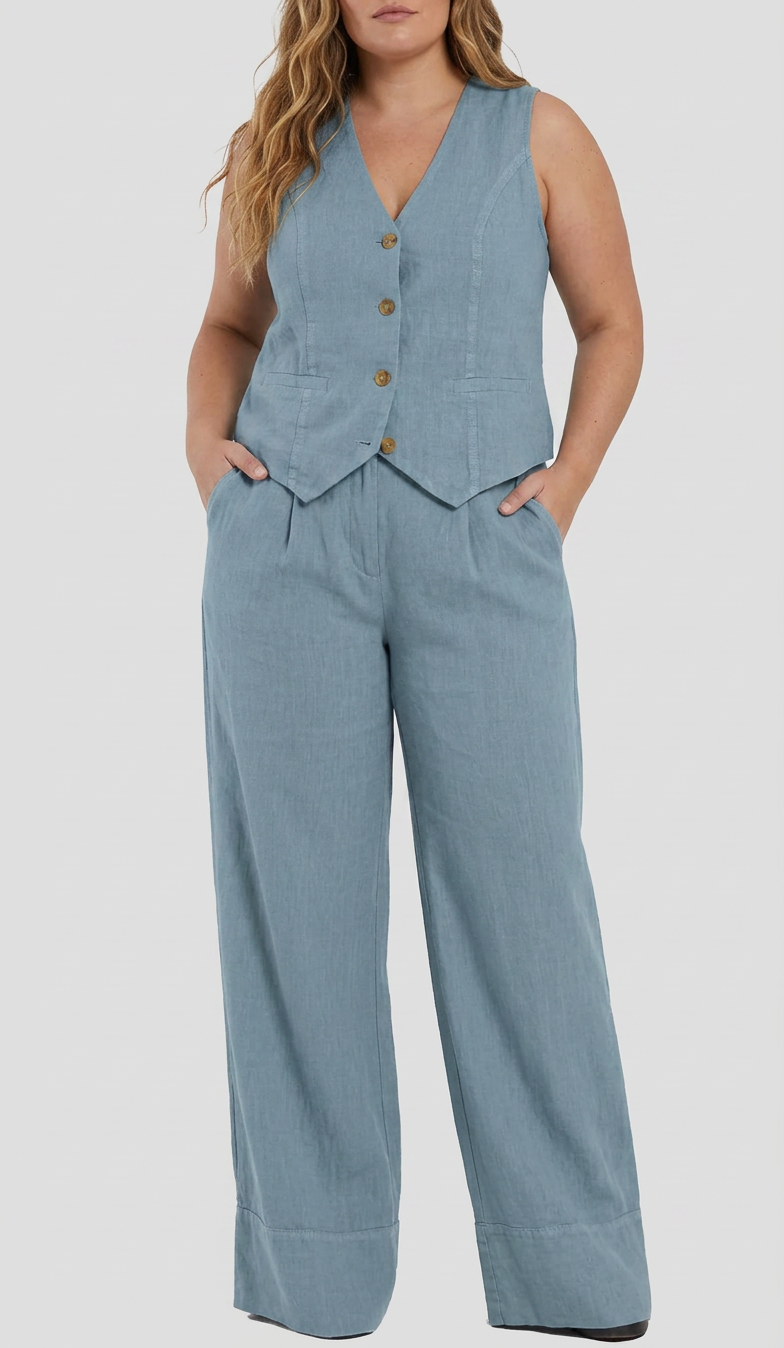 Seraphina  Co-ord Set Elegant Two-Piece With Waistcoat &amp; Pants Wide-Leg
