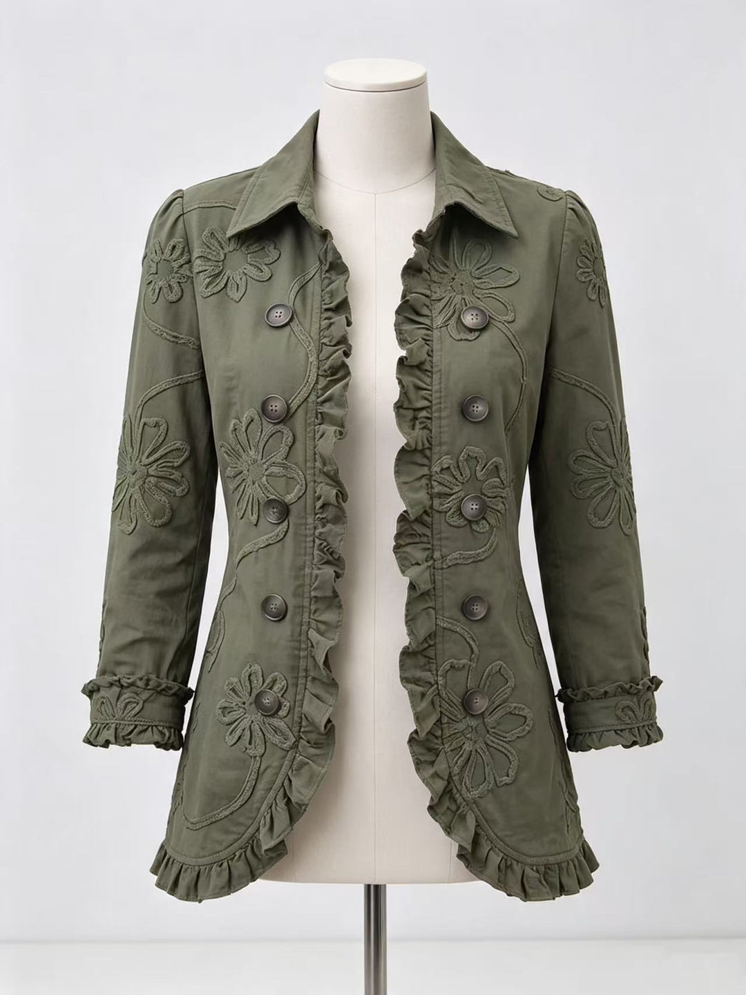 Ruffle Pleated Lapel Blazer, Casual Office Jacket for Women
