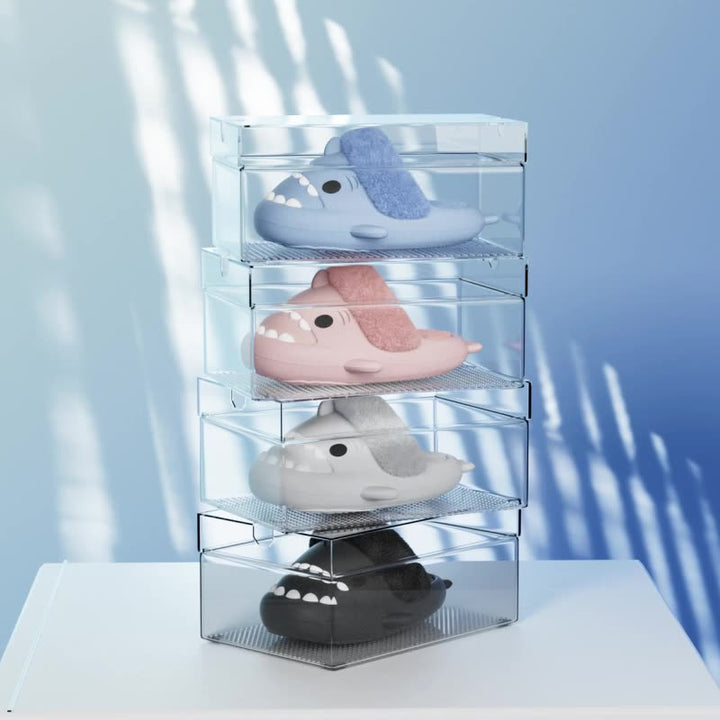 Winter Shark Slippers, Warm Fuzzy House Shoes for Women