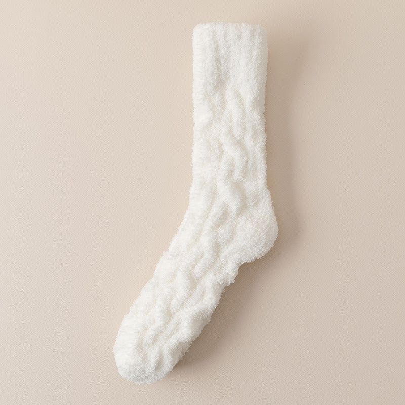 Coral Fleece Fuzzy Socks with Non-Slip Grip for Cold Floors