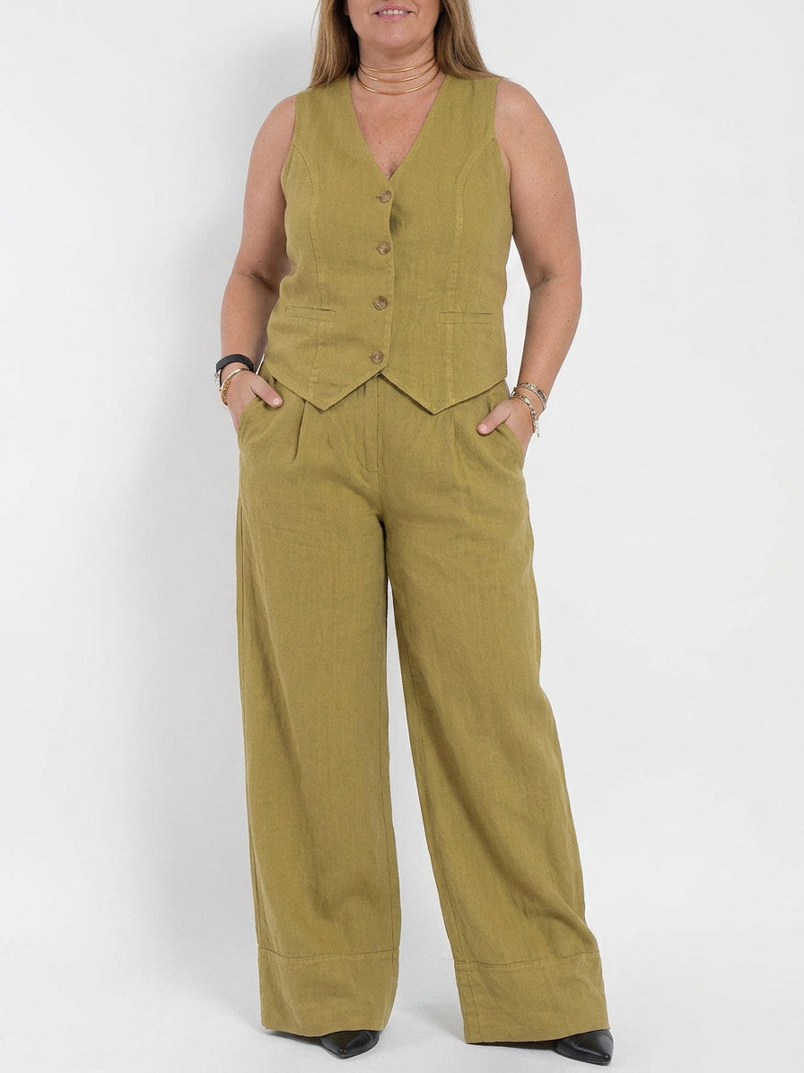 Seraphina  Co-ord Set Elegant Two-Piece With Waistcoat &amp; Pants Wide-Leg