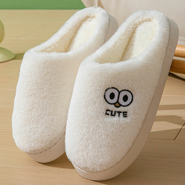 Big-Eyes Cartoon Slippers, Non-Slip Plush for Couples