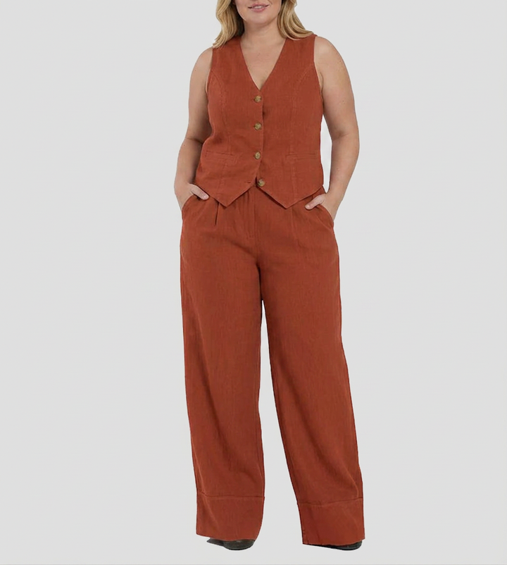 Seraphina  Co-ord Set Elegant Two-Piece With Waistcoat &amp; Pants Wide-Leg