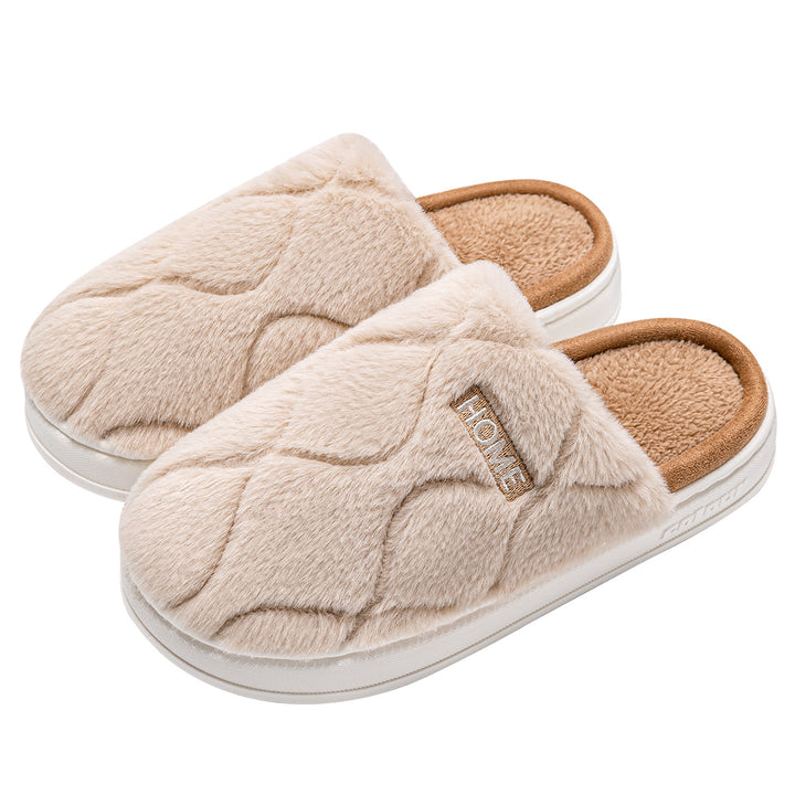 Warm Solid Plush Slippers for Women and Couples