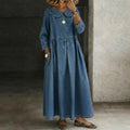 Zora | Round Neck Long Sleeve Denim Dress