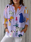 Priya  Playful Dog Print Blouse