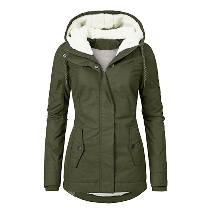 Hooded winter jacket with fleece lining, zip and pockets