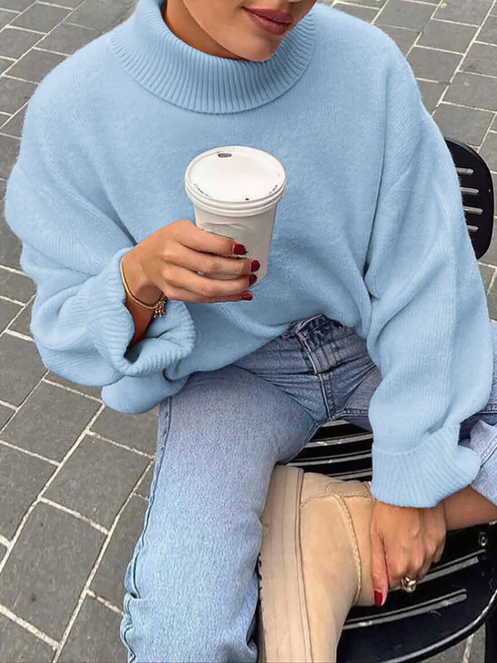 Crew Neck Pullover Sweater with Stretch and Long Sleeves