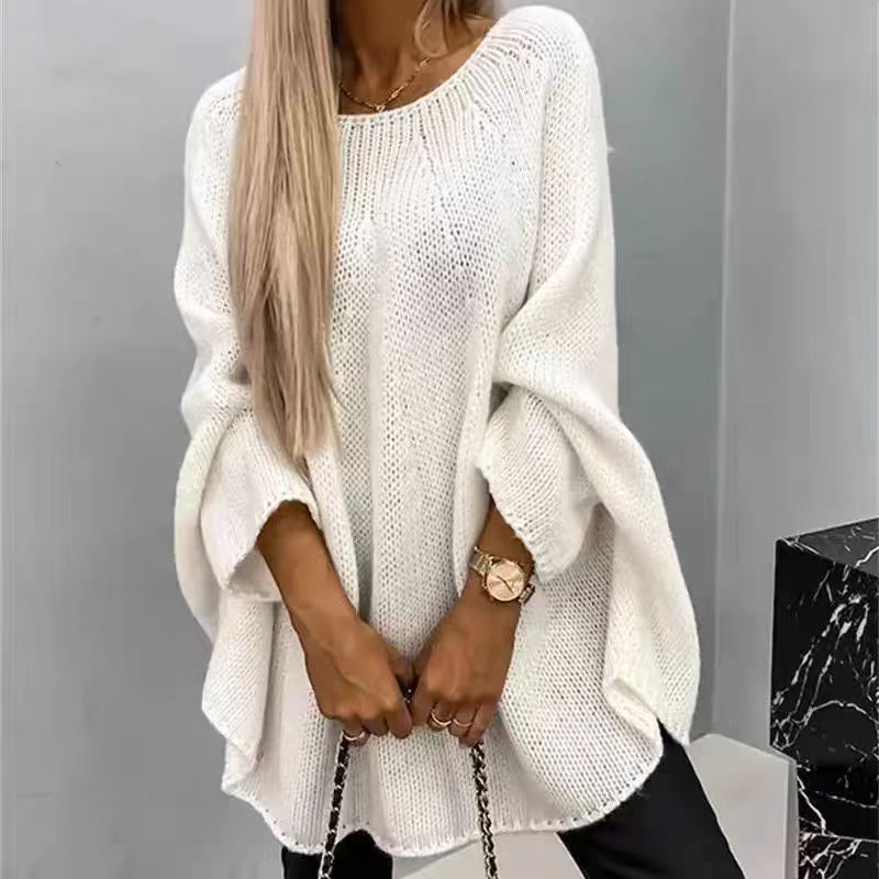 Batwing Sleeve Sweater for Women, Oversized Knit Shawl Top