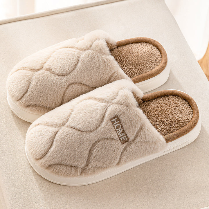 Warm Solid Plush Slippers for Women and Couples