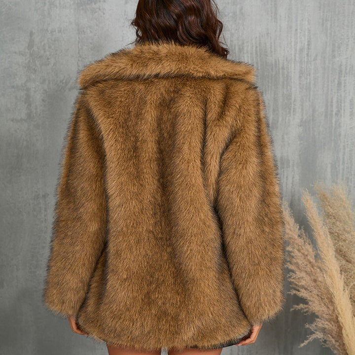 Woman in a fluffy faux fur coat