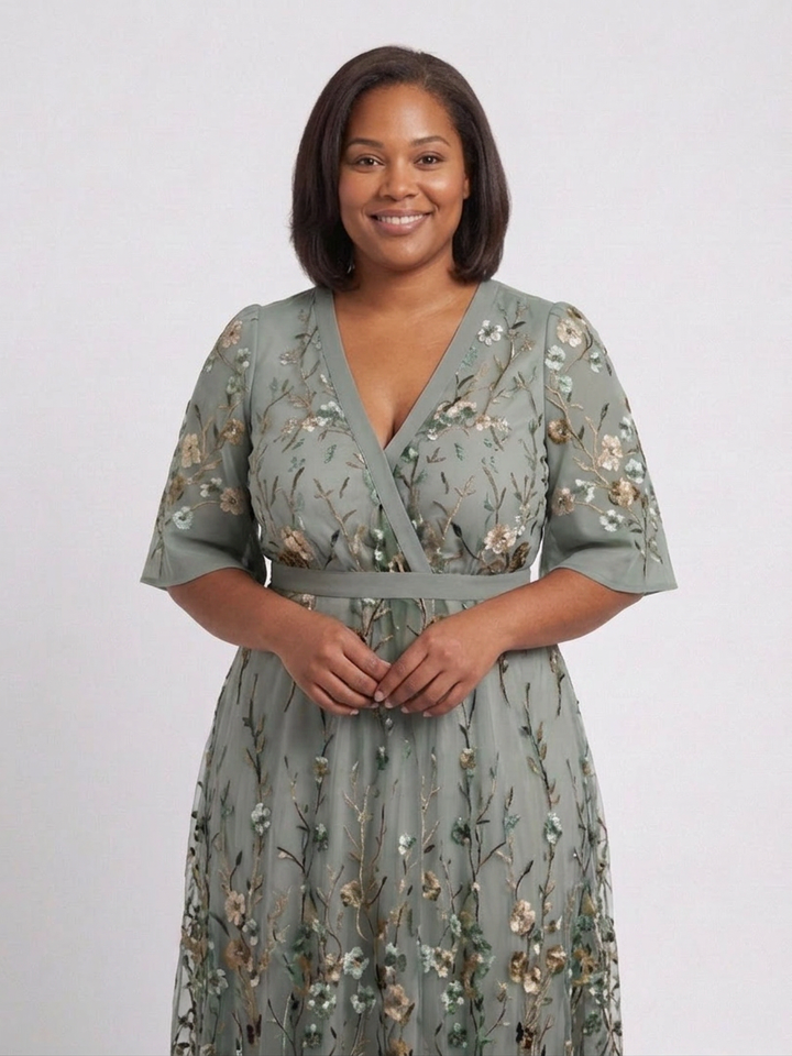 Stella &amp; Grace | Floral V Neck Short Sleeve Maxi Dress