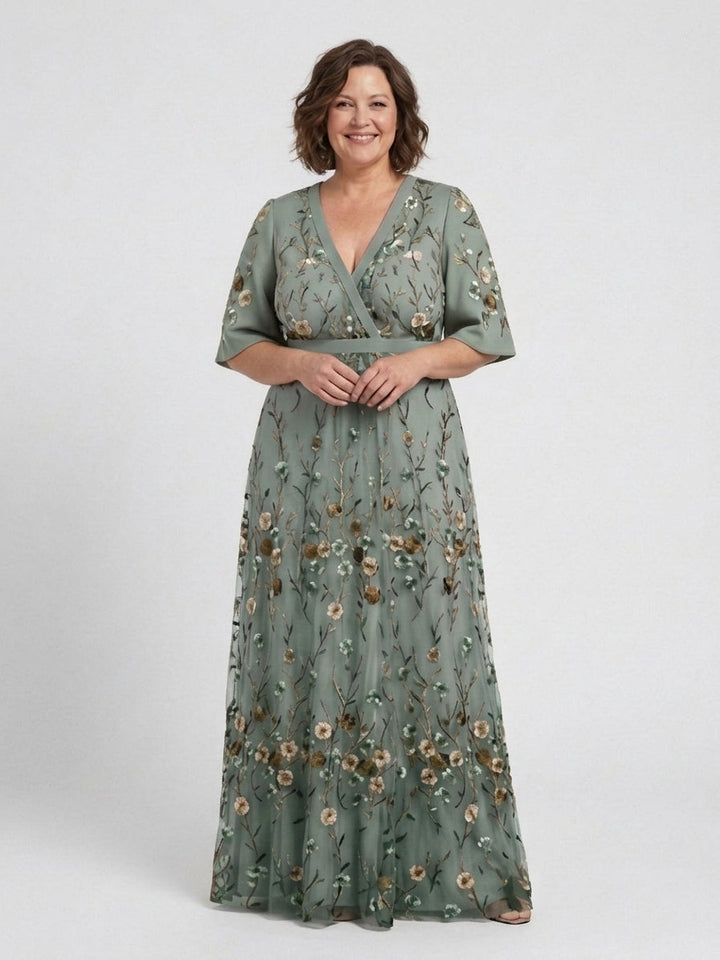 Stella &amp; Grace | Floral V Neck Short Sleeve Maxi Dress