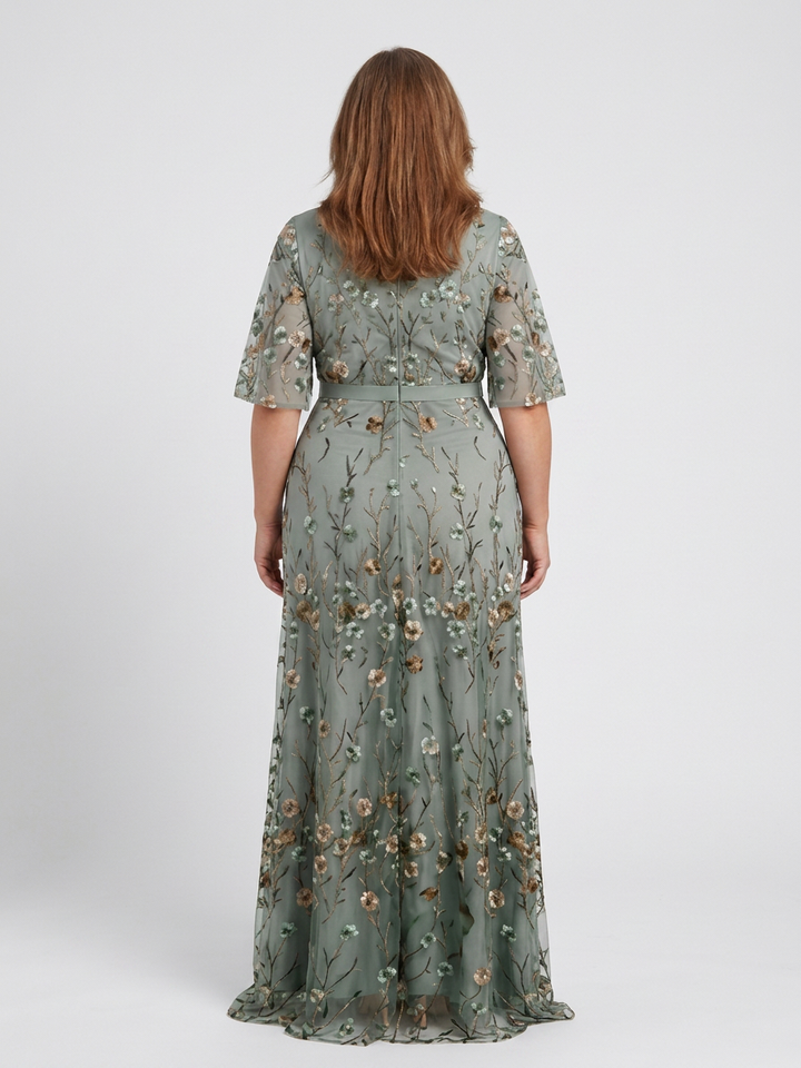 Stella &amp; Grace | Floral V Neck Short Sleeve Maxi Dress
