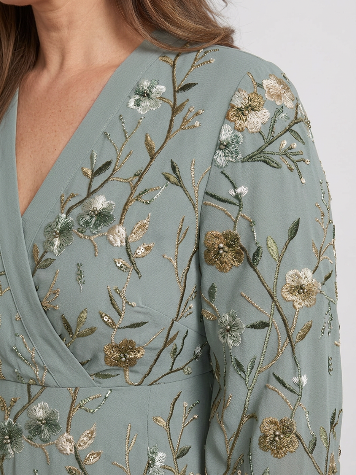 Stella &amp; Grace | Floral V Neck Short Sleeve Maxi Dress