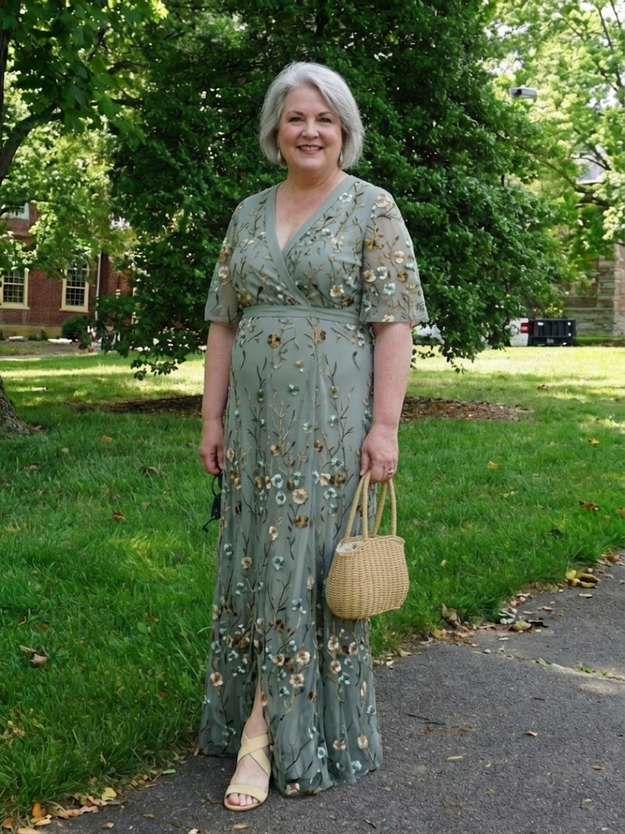 Stella &amp; Grace | Floral V Neck Short Sleeve Maxi Dress