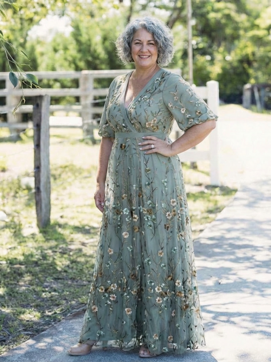 Stella &amp; Grace | Floral V Neck Short Sleeve Maxi Dress