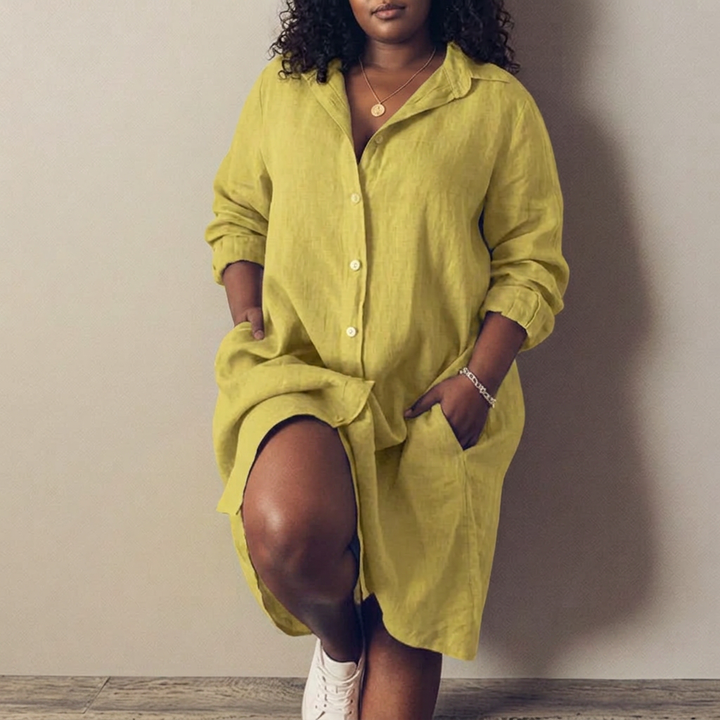 Nielle midi dress in cotton and linen