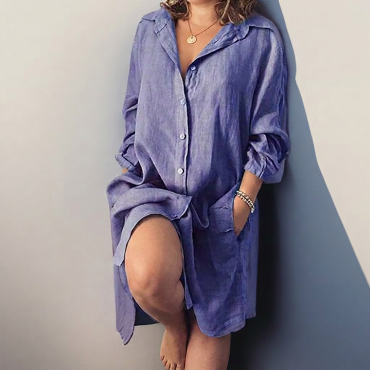 Nielle midi dress in cotton and linen