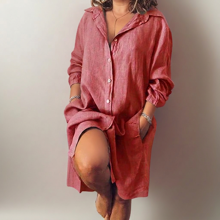 Nielle midi dress in cotton and linen