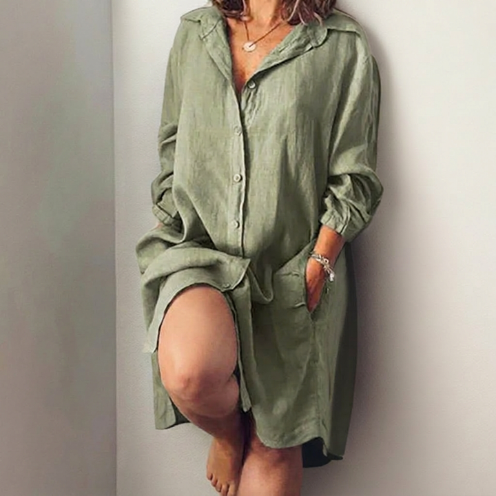 Nielle midi dress in cotton and linen