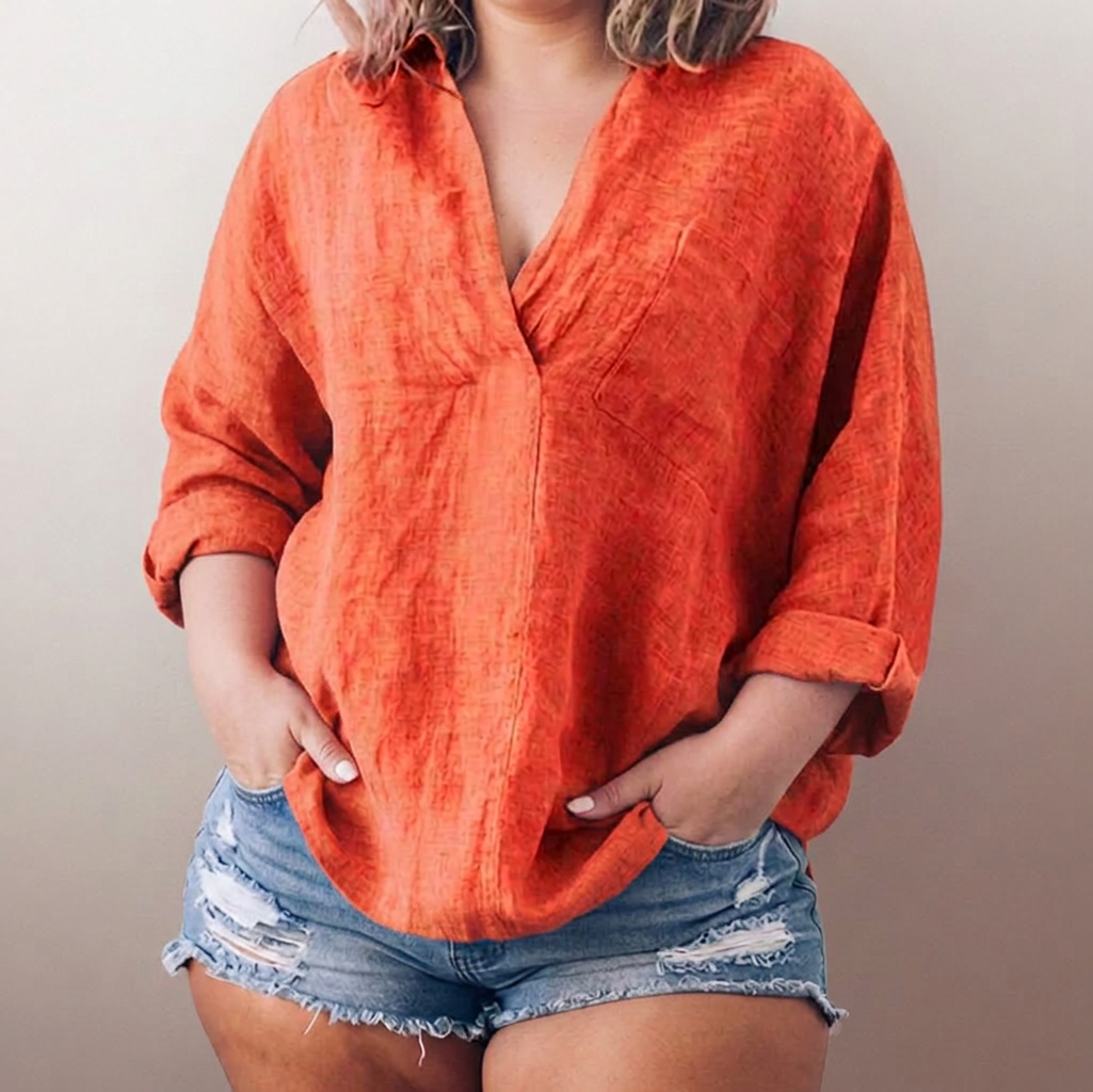 LorieComfortable long-sleeved shirt with V-neck