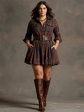 Vintage Red and Brown Checked Mini Dress (Includes Belt)