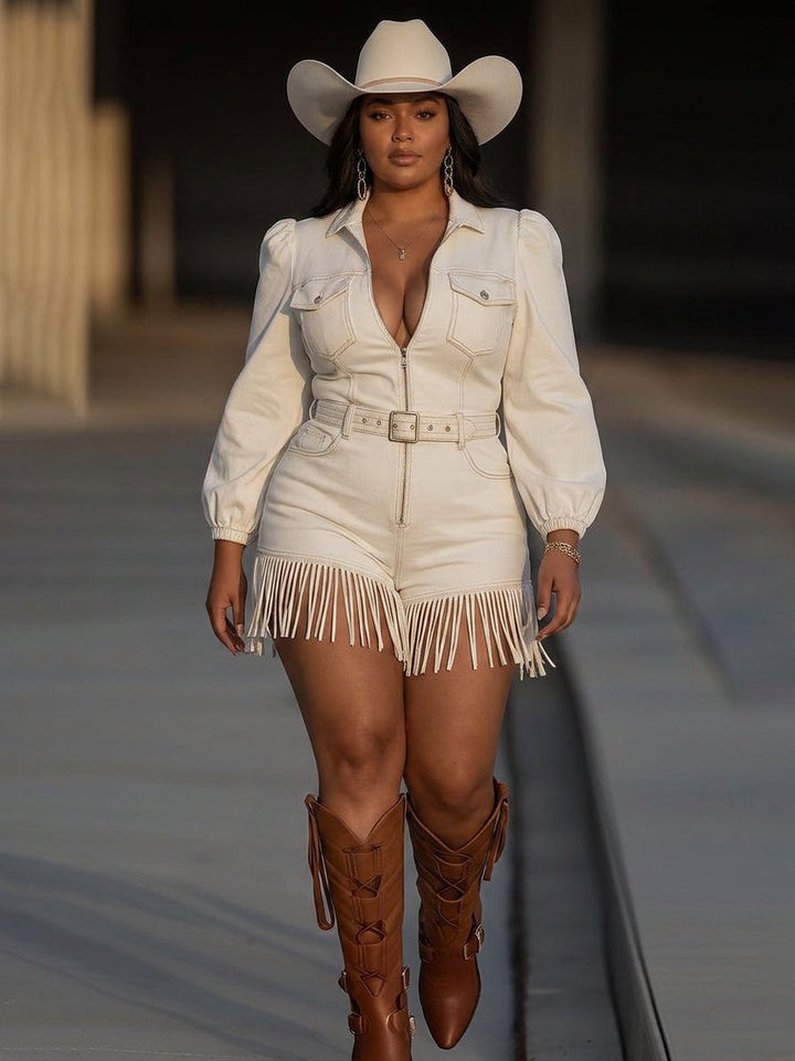 Coraline  Retro Fringe Denim Mini Dress