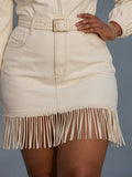 Coraline  Retro Fringe Denim Mini Dress