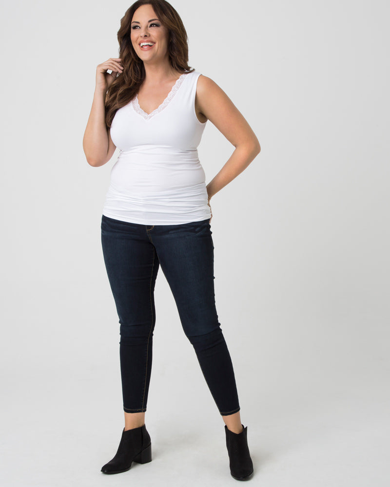 Plus Size Lace Trim Tank by Skinnytees