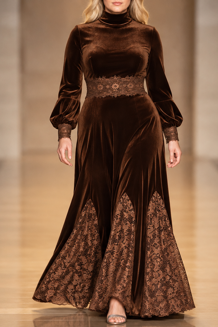 MABLE | HIGH COLLAR LACE MAXI DRESS