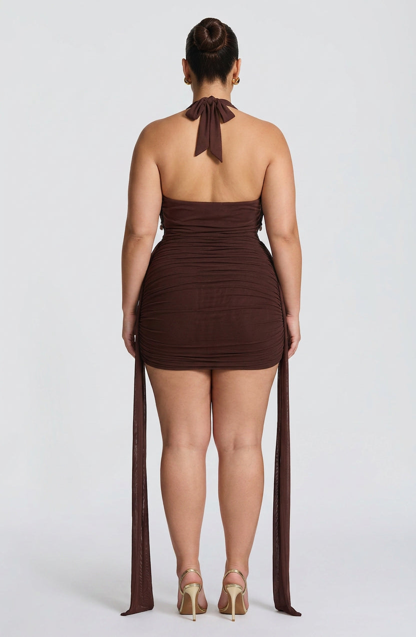 Anas Mini Dress - Plum Brown