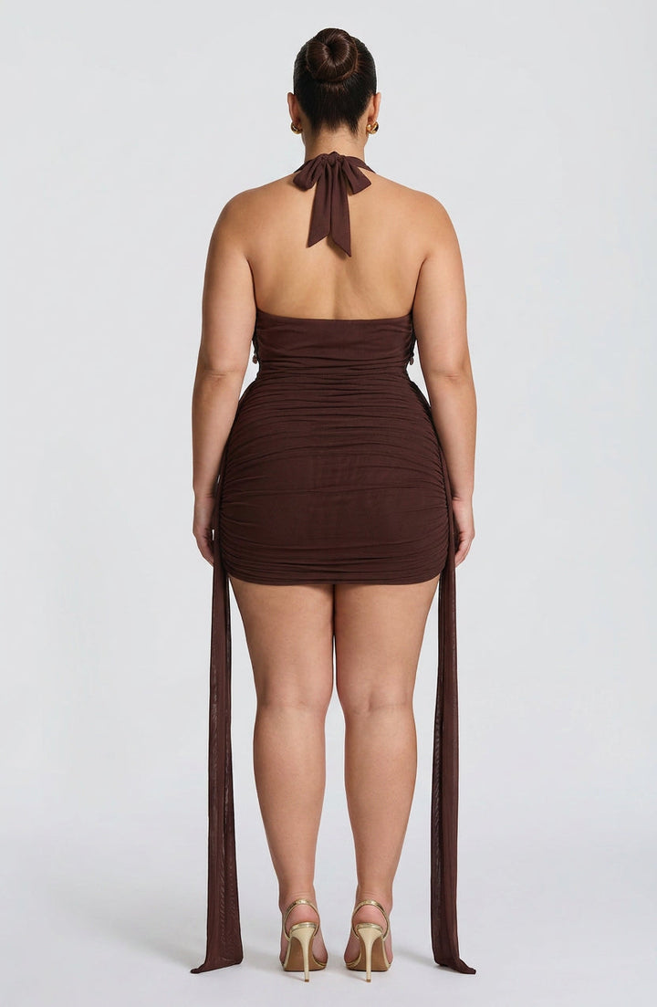 Anas Mini Dress - Plum Brown