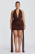Anas Mini Dress - Plum Brown