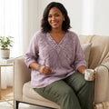Alba - Stylish Pure Cotton V-Neck Embellished Embroidered Top