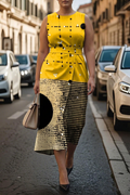Keiko | Golden Canvas Midi Dress