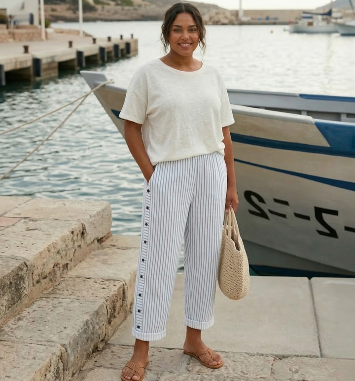 Dilys | Stylish Striped Button Pants